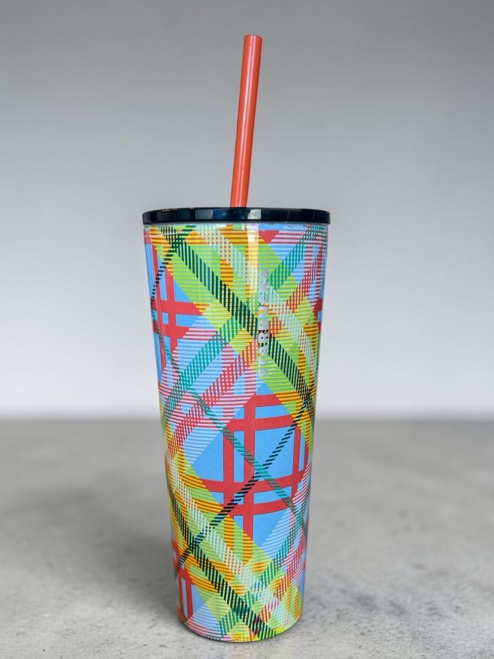 Starbucks Multicolor Plaid Tumbler in Red, Yellow, Green, Blue